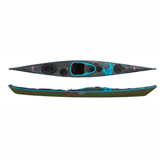 P&H Kayak Volan 160 Lightweight Kevlar/Carbon Dark Grey/Light/Turquoise