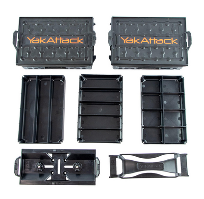 YakAttack Acc. TracPak Combo Kit Poigné Quick Release et rangement intérieur - Fully Loaded TracPak Combo Kit, Two Boxes, Track Mount, Handle, and 3 Trays